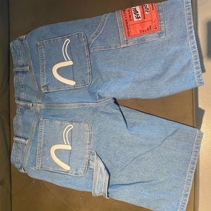 Brand new denim knee length shorts